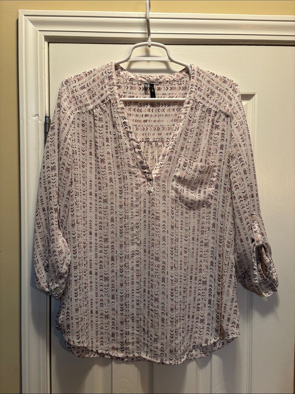 Maurices Light Pink Printed Split-Neck Tunic